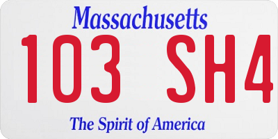 MA license plate 103SH4