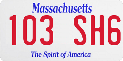 MA license plate 103SH6