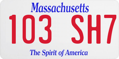 MA license plate 103SH7