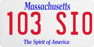MA license plate 103SI0
