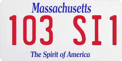 MA license plate 103SI1