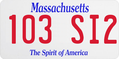 MA license plate 103SI2