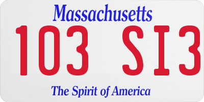 MA license plate 103SI3