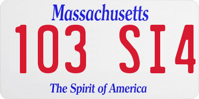 MA license plate 103SI4