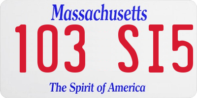 MA license plate 103SI5