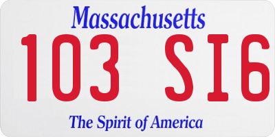 MA license plate 103SI6