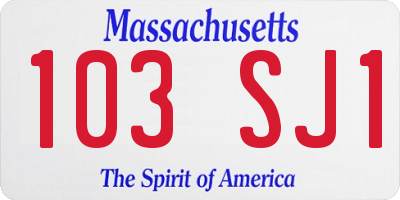 MA license plate 103SJ1