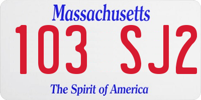 MA license plate 103SJ2