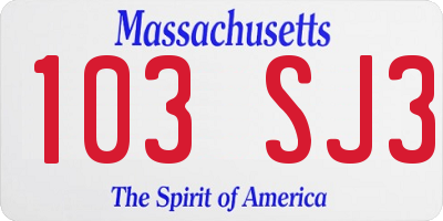 MA license plate 103SJ3