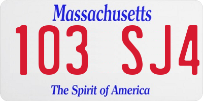MA license plate 103SJ4