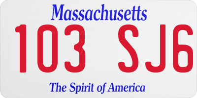 MA license plate 103SJ6