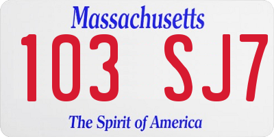 MA license plate 103SJ7