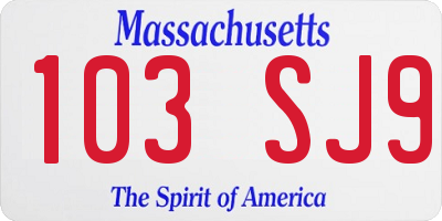 MA license plate 103SJ9