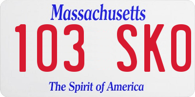 MA license plate 103SK0