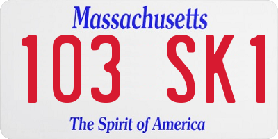 MA license plate 103SK1