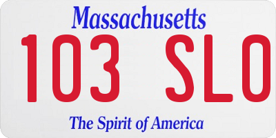 MA license plate 103SL0