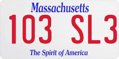 MA license plate 103SL3