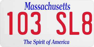 MA license plate 103SL8