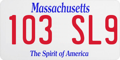 MA license plate 103SL9