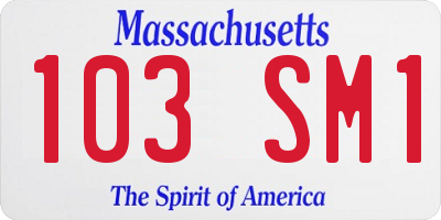 MA license plate 103SM1