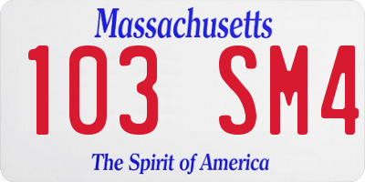 MA license plate 103SM4