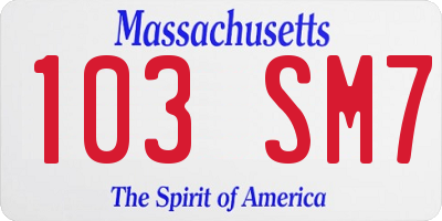 MA license plate 103SM7