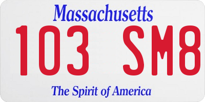 MA license plate 103SM8