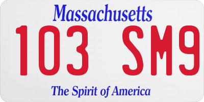 MA license plate 103SM9