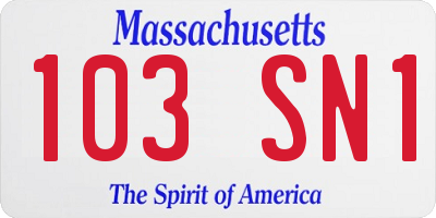 MA license plate 103SN1