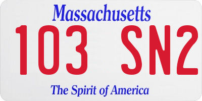 MA license plate 103SN2