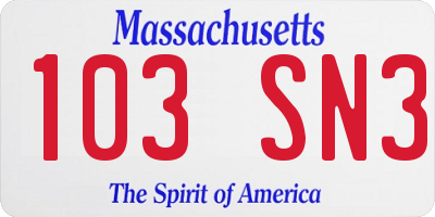 MA license plate 103SN3