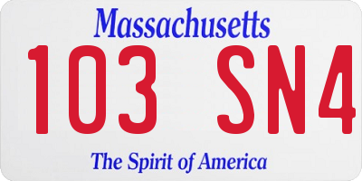 MA license plate 103SN4