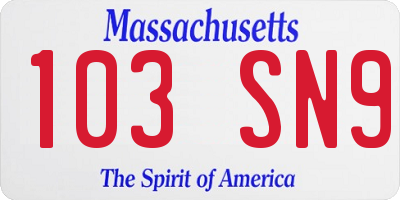 MA license plate 103SN9
