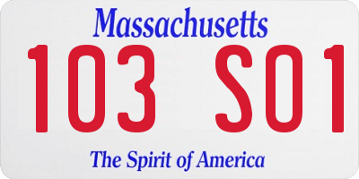 MA license plate 103SO1