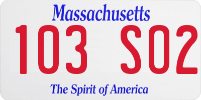 MA license plate 103SO2