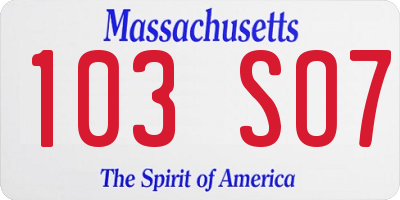 MA license plate 103SO7