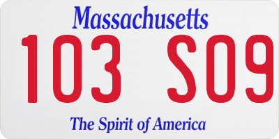 MA license plate 103SO9