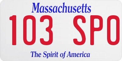 MA license plate 103SP0