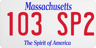 MA license plate 103SP2