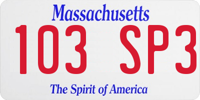 MA license plate 103SP3