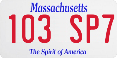 MA license plate 103SP7