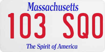 MA license plate 103SQ0