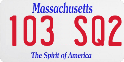 MA license plate 103SQ2