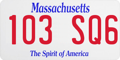 MA license plate 103SQ6