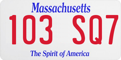 MA license plate 103SQ7
