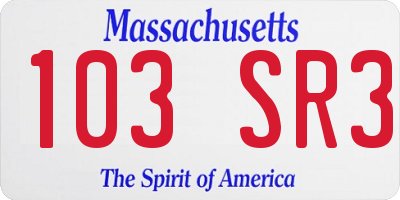 MA license plate 103SR3