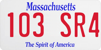 MA license plate 103SR4