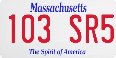 MA license plate 103SR5