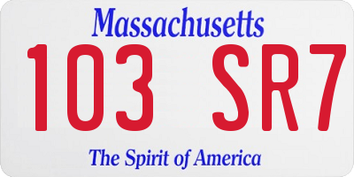 MA license plate 103SR7