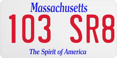 MA license plate 103SR8